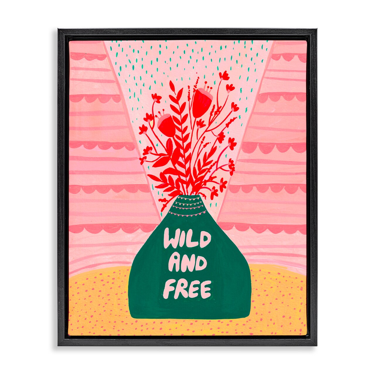 Stupell Industries Midcentury Wild And Free Floating Frame, design by Nabeela Rumi